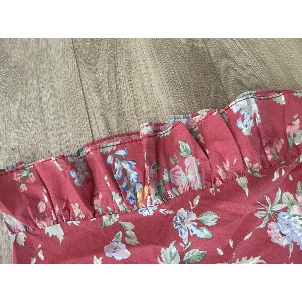 Vtg Ralph‎ Lauren  Beach House Fuchsia Floral Ruffled ONE KING Pillowcase